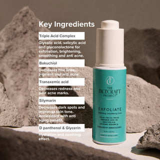 Facecraft Exfoliate serum - AHA BHA formula for smooth radiant even toned skin