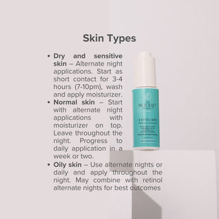 FAceCraft Exfoliate serum application guide for normal, dry and oily skin